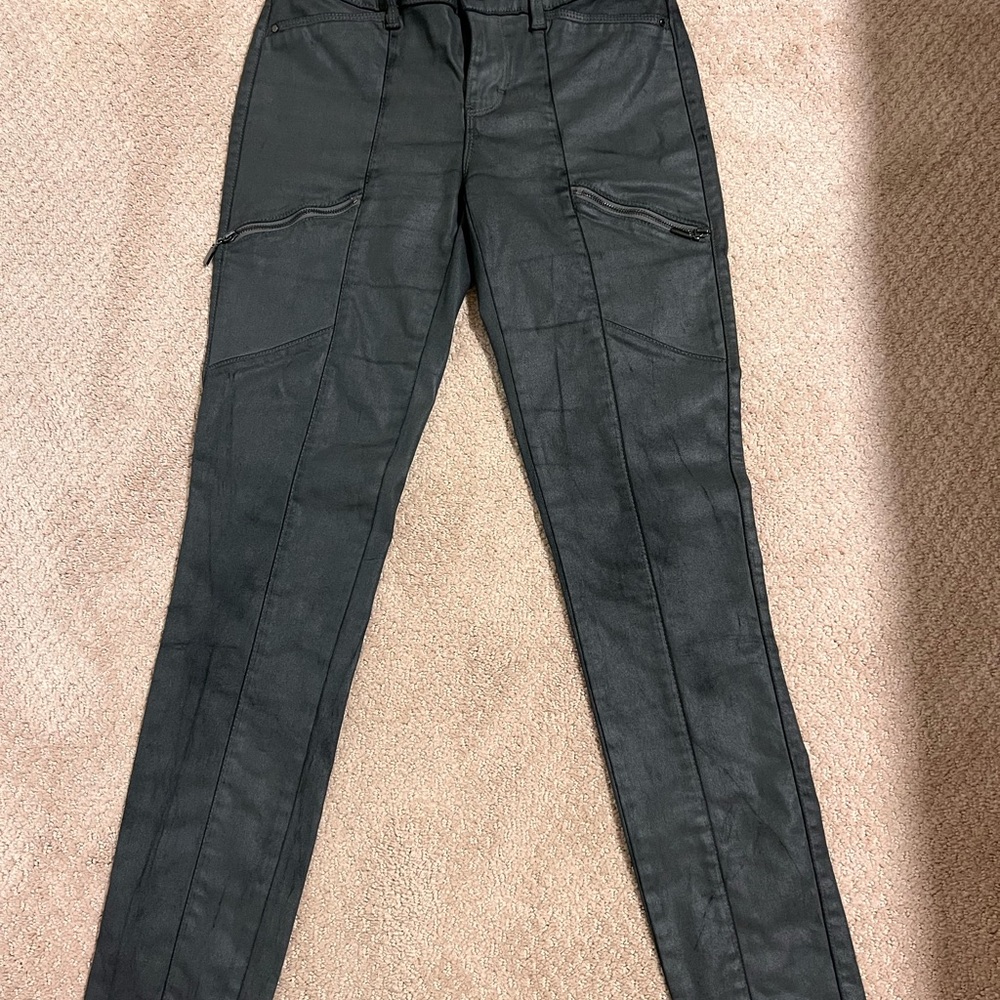 WHBM The Skinny Grey Coated Denim
